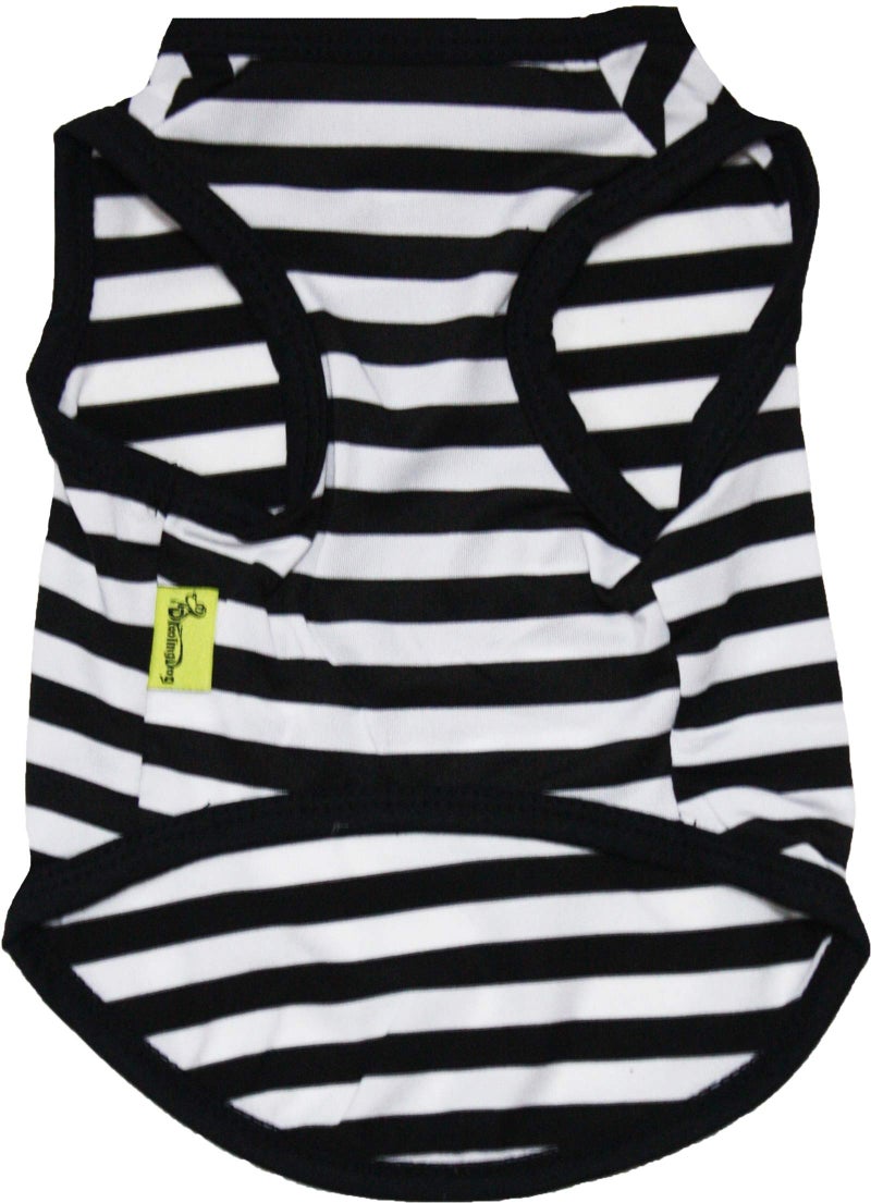 Petitebella Horizontal Stripes Puppy Dog Shirt (Black/White, Medium) - Image 2
